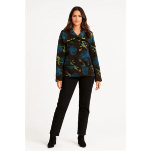 Women's Kial Brown & Blue Floral Fleece Jacket XL